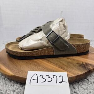 Birkenstock Gizeh Braided Gray Leather Casual Daily Lifestyle Sandal Womens 41